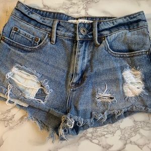 High waisted jean shorts